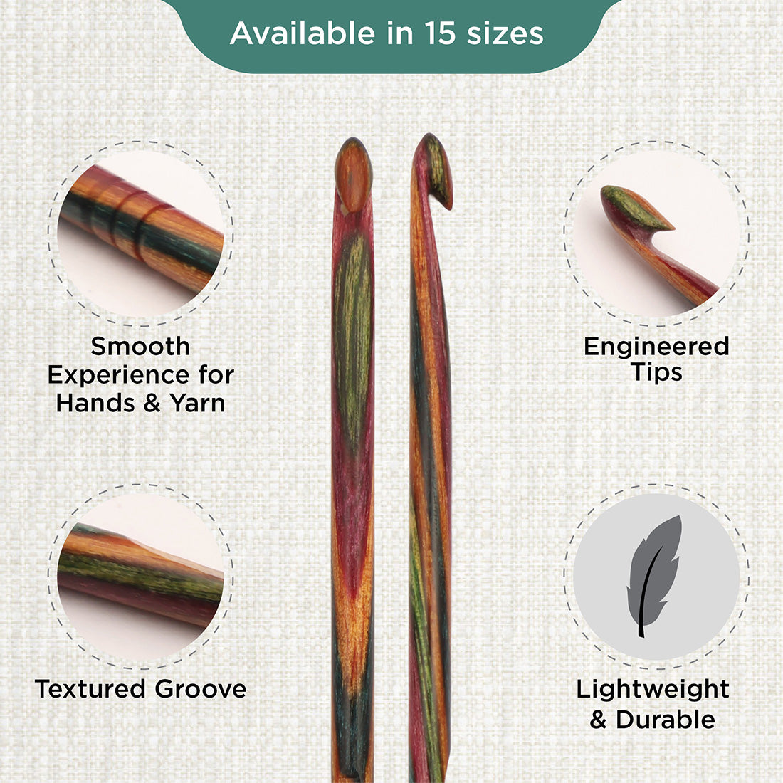KnitPro Symfonie 2 3.50mm laminated birch wood crochet hook