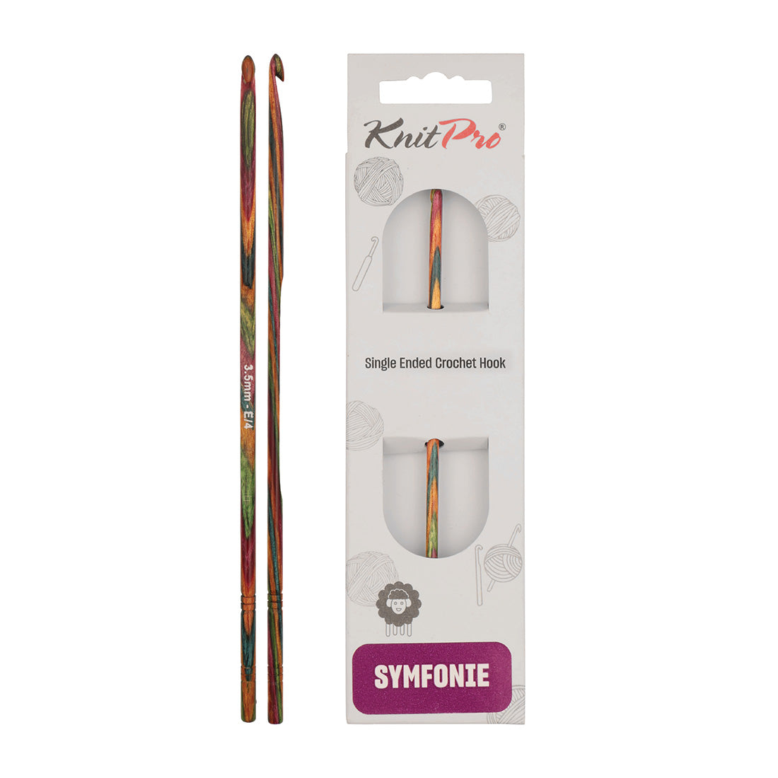 KnitPro Symfonie 2 3.50mm laminated birch wood crochet hook
