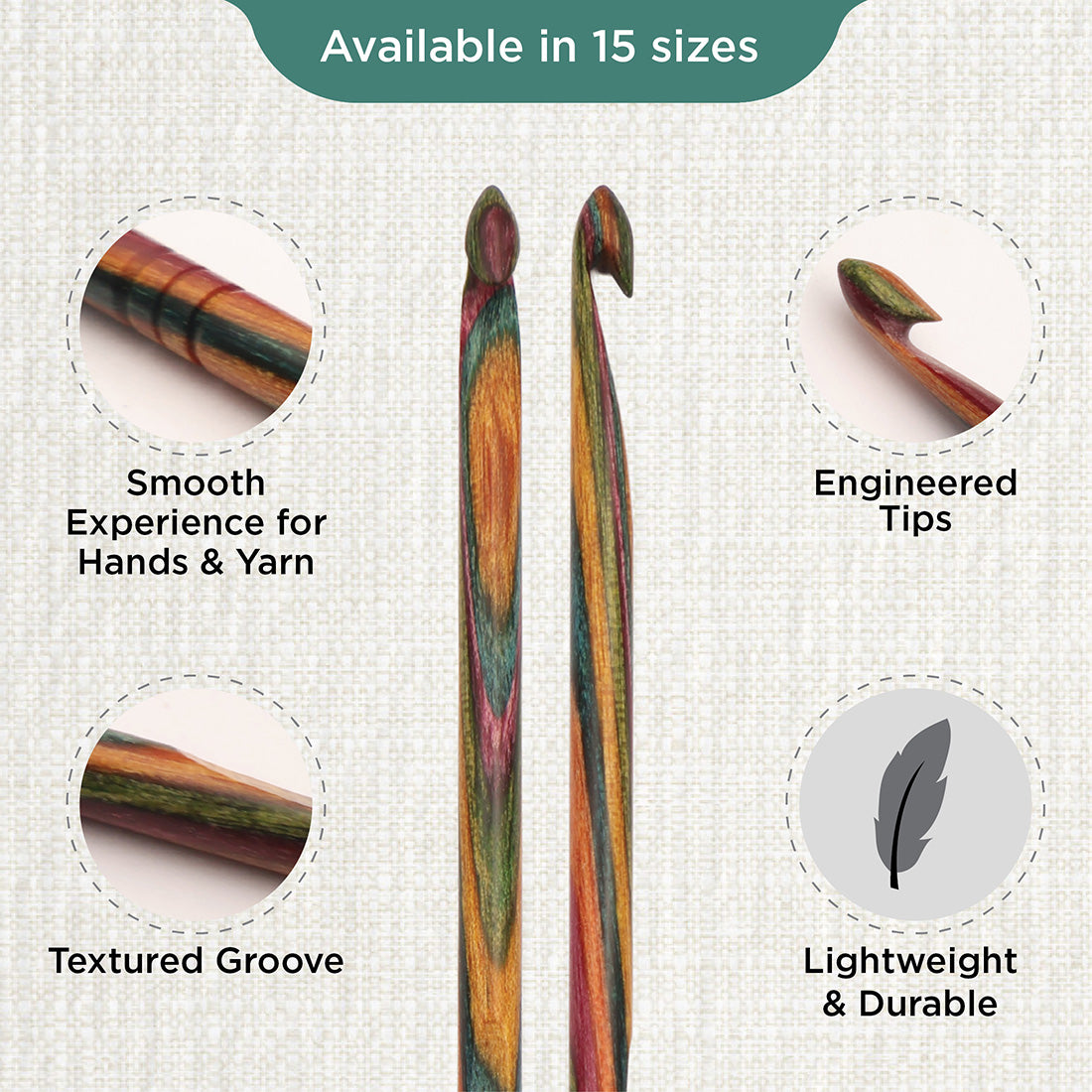 KnitPro Symfonie 2 3.75mm laminated birch wood crochet hook