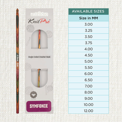 KnitPro Symfonie 2 4.00mm laminated birch wood crochet hook