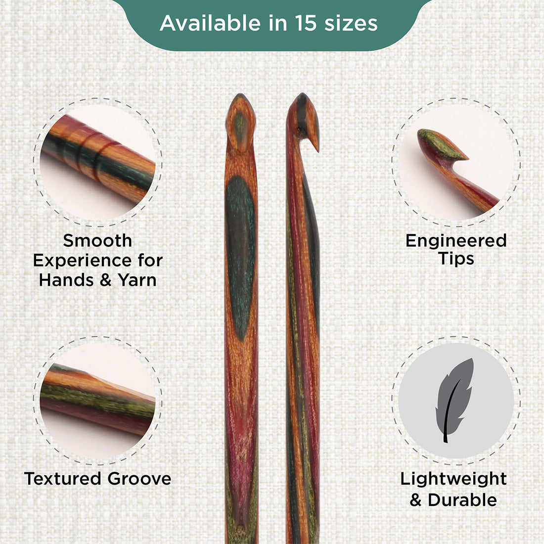 KnitPro Symfonie 2 4.00mm laminated birch wood crochet hook