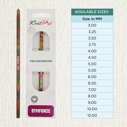 KnitPro Symfonie 2 5.00mm laminated birch wood crochet hook