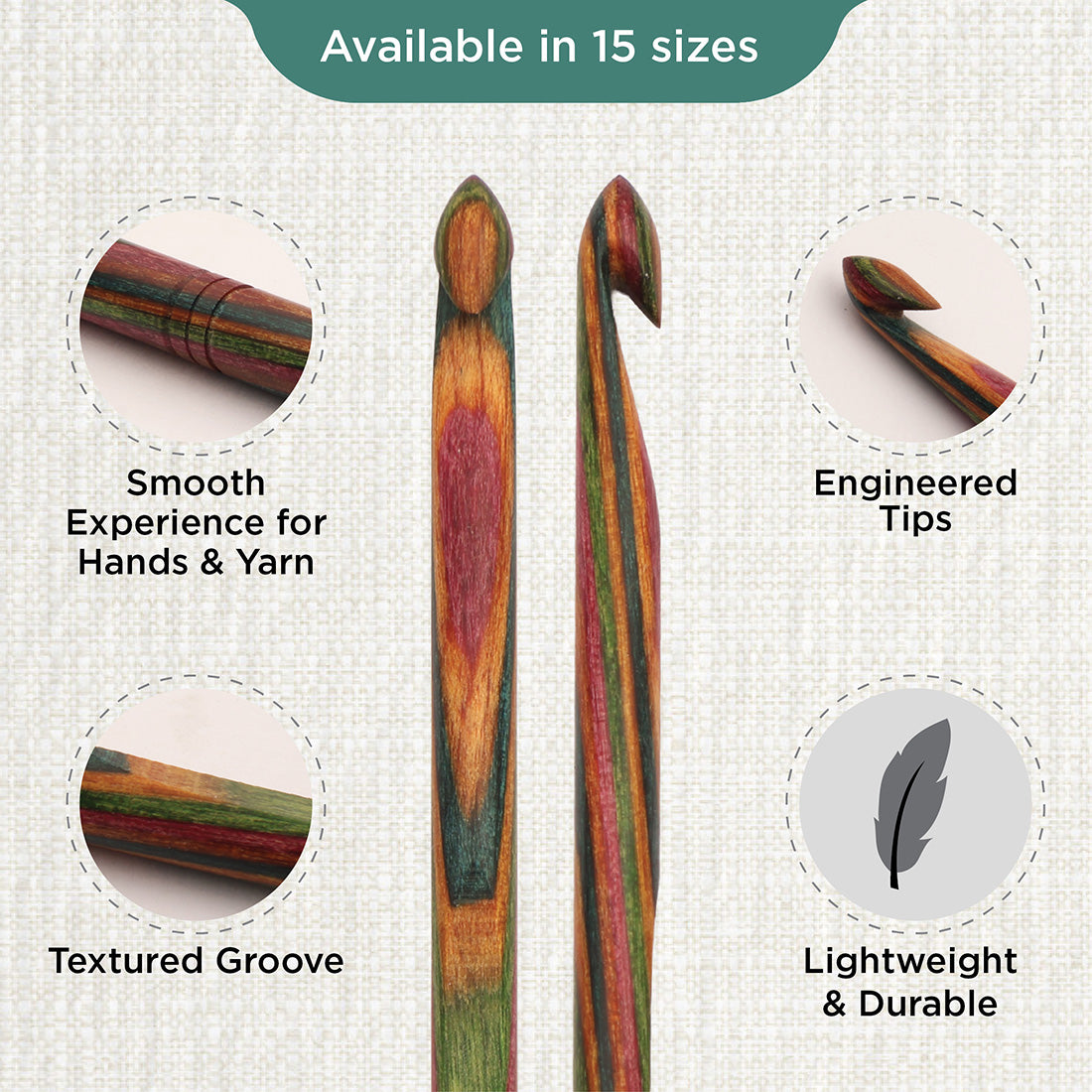 KnitPro Symfonie 2 6.00mm laminated birch wood crochet hook