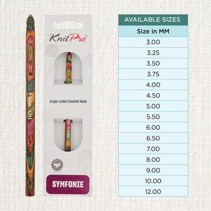 KnitPro Symfonie 2 8.00mm laminated birch wood crochet hook