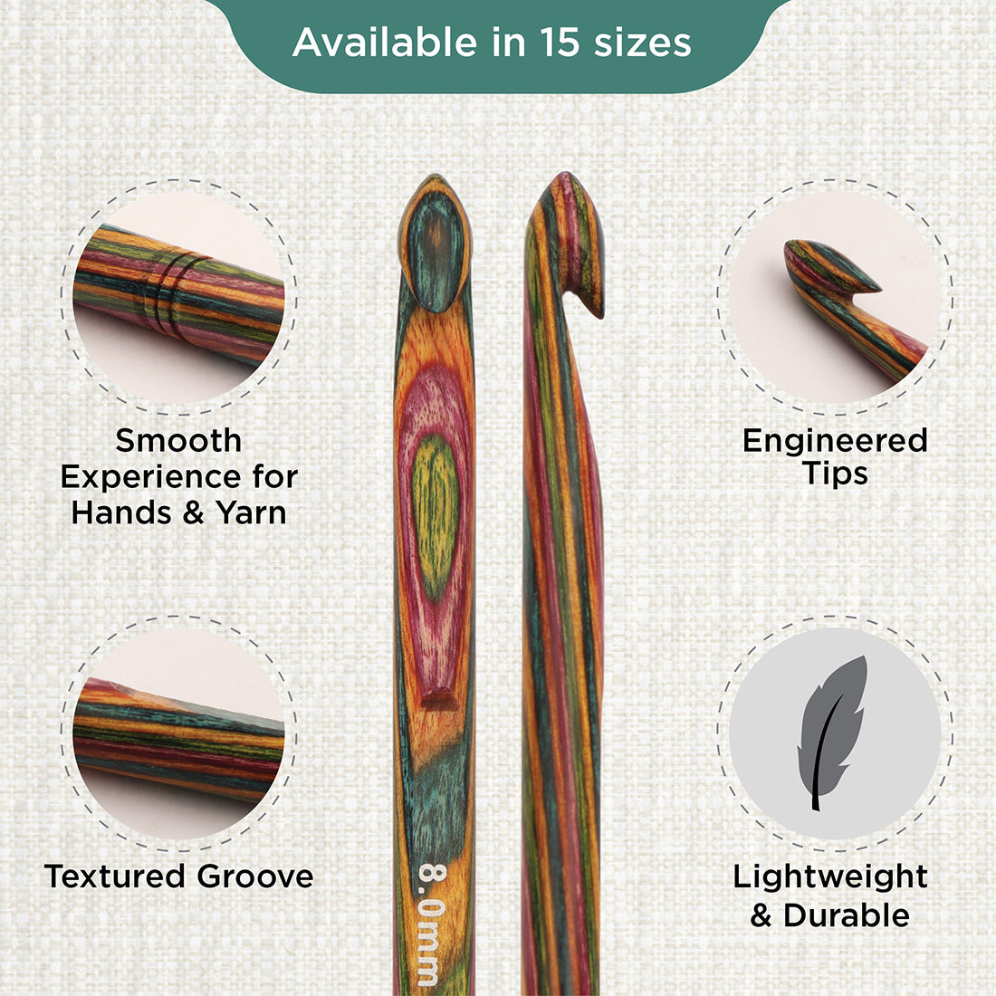 KnitPro Symfonie 2 8.00mm laminated birch wood crochet hook
