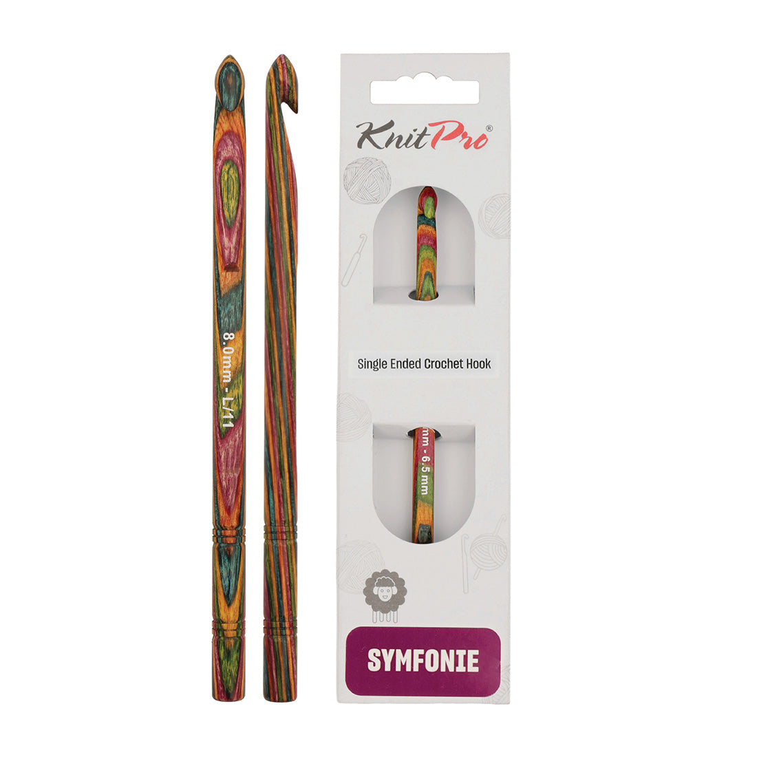 KnitPro Symfonie 2 8.00mm laminated birch wood crochet hook