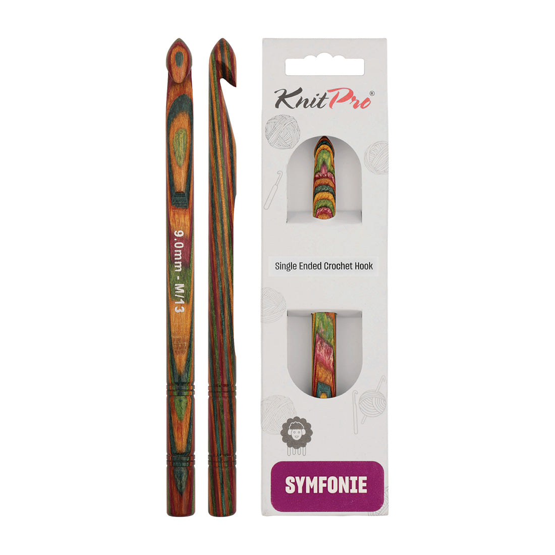 KnitPro Symfonie 2 9.00mm laminated birch wood crochet hook