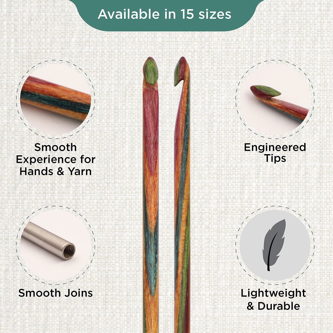 KnitPro Symfonie 2 3.00mm wooden interchangeable Tunisian crochet hook