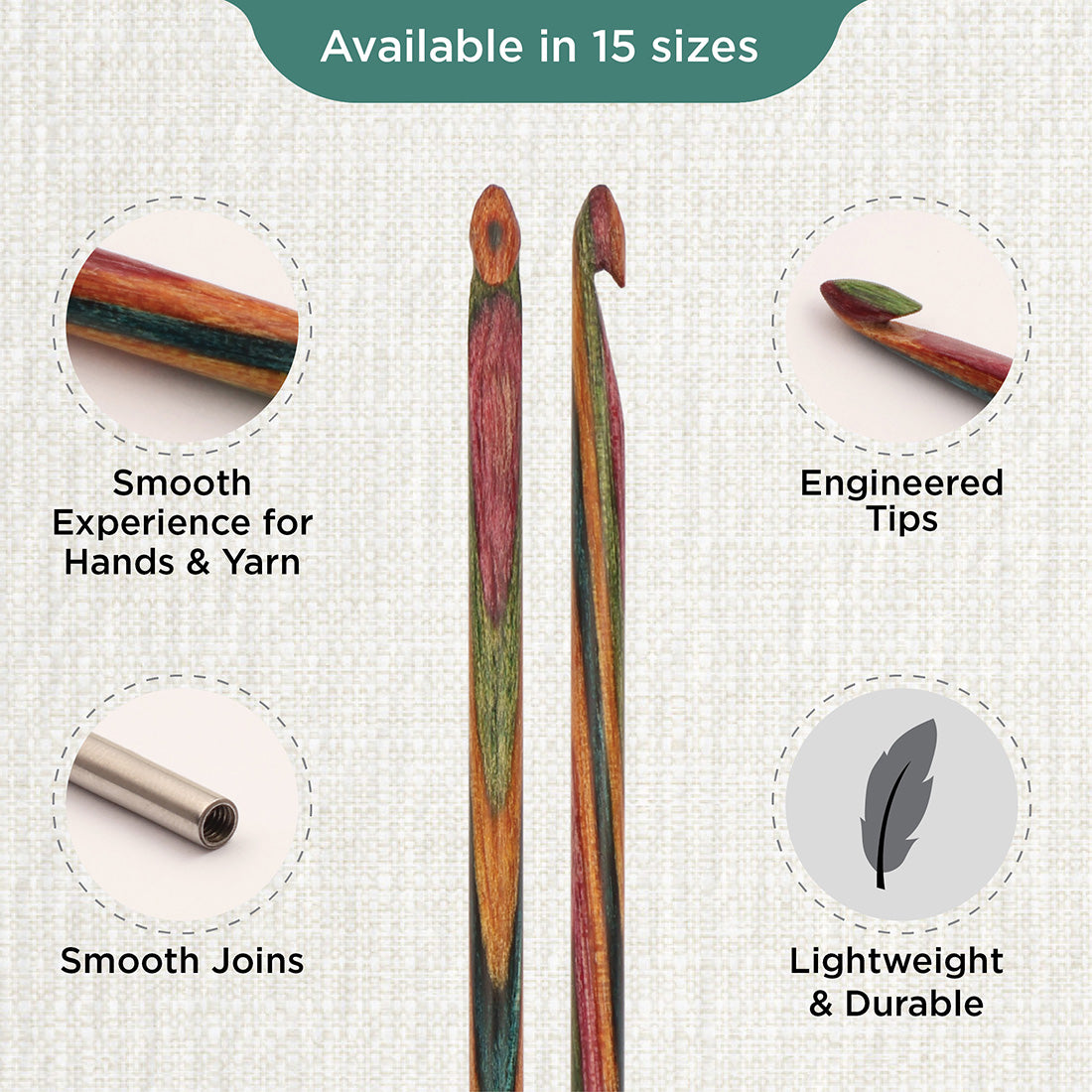 KnitPro Symfonie 2 3.25mm interchangeable Tunisian crochet hook in laminated birch wood