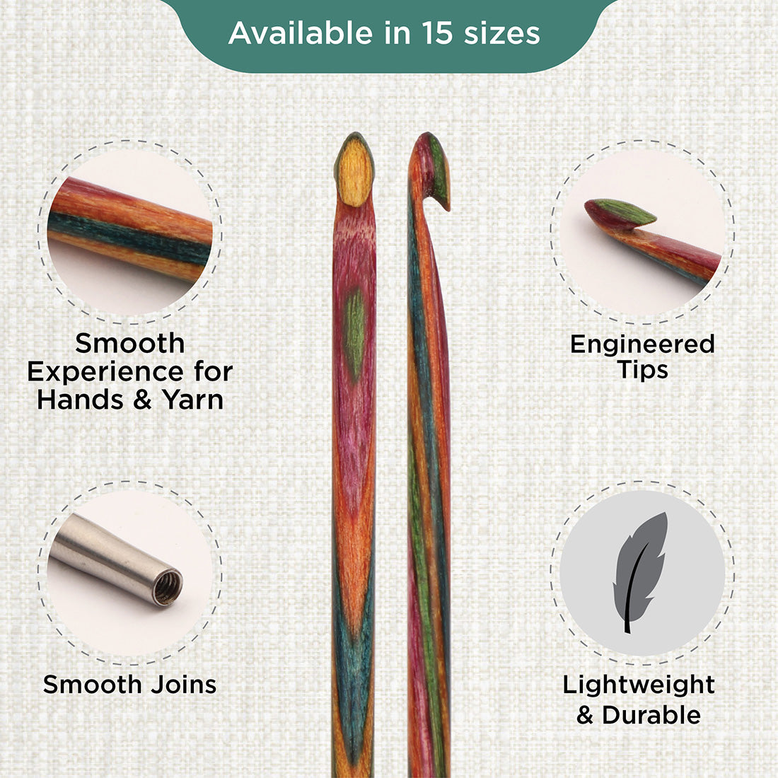 KnitPro Symfonie 2 3.75mm interchangeable Tunisian crochet hook in laminated birch wood