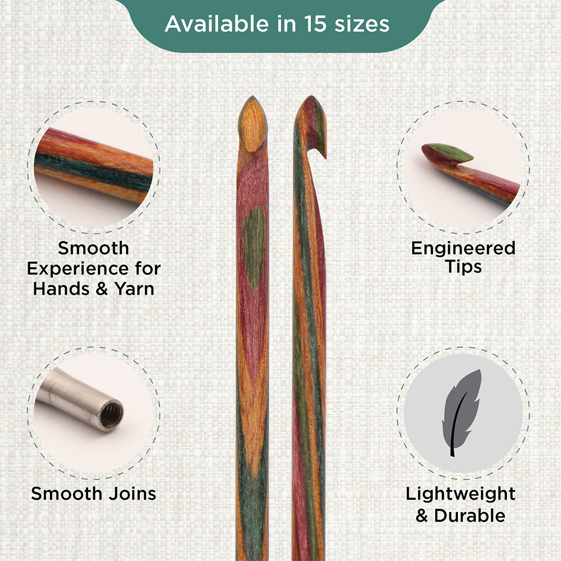 KnitPro Symfonie 2 4mm interchangeable Tunisian crochet hook in laminated birch wood