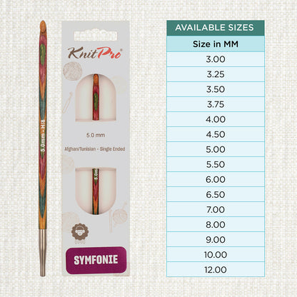 KnitPro Symfonie 2 5mm interchangeable Tunisian crochet hook in laminated birch wood