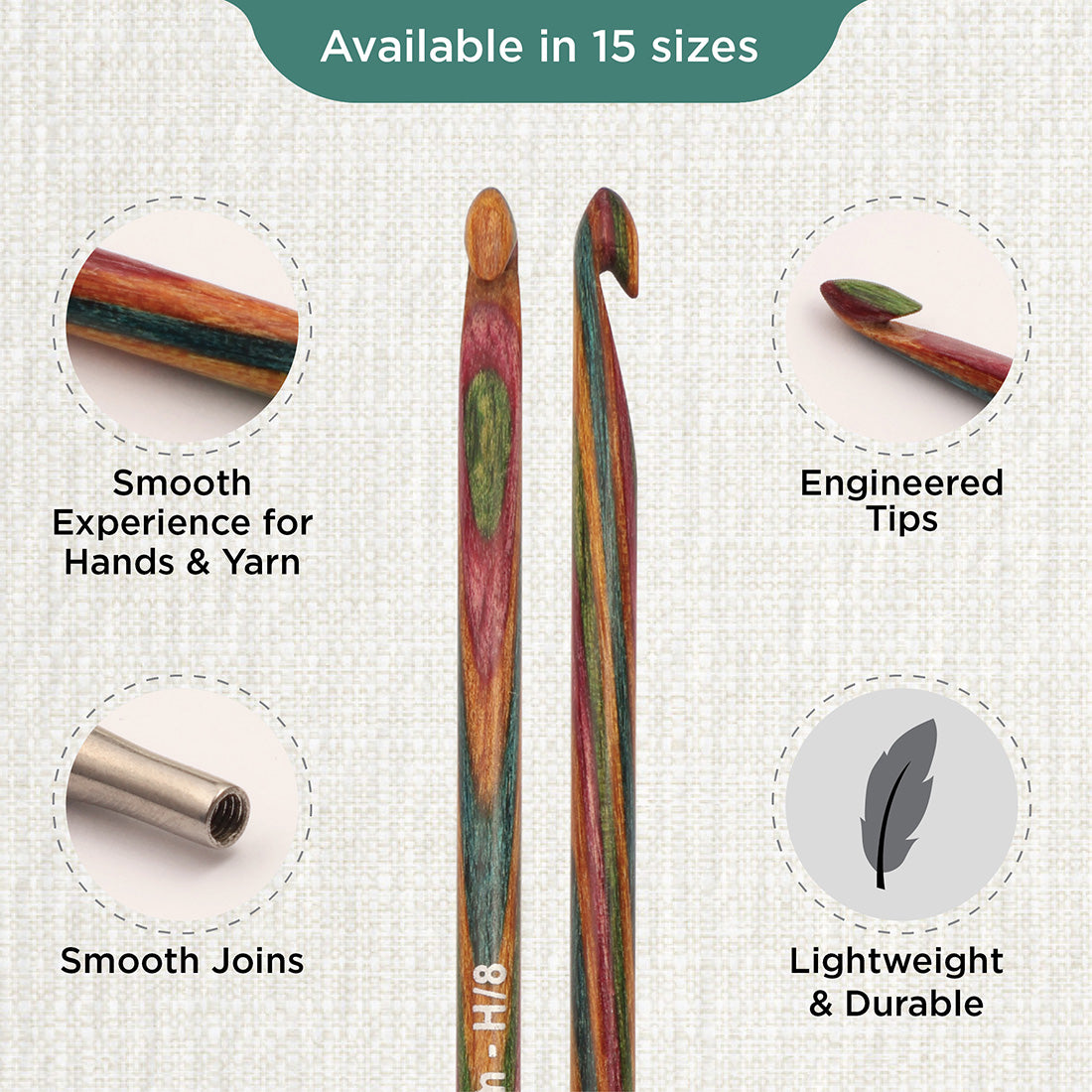 KnitPro Symfonie 2 5mm interchangeable Tunisian crochet hook in laminated birch wood