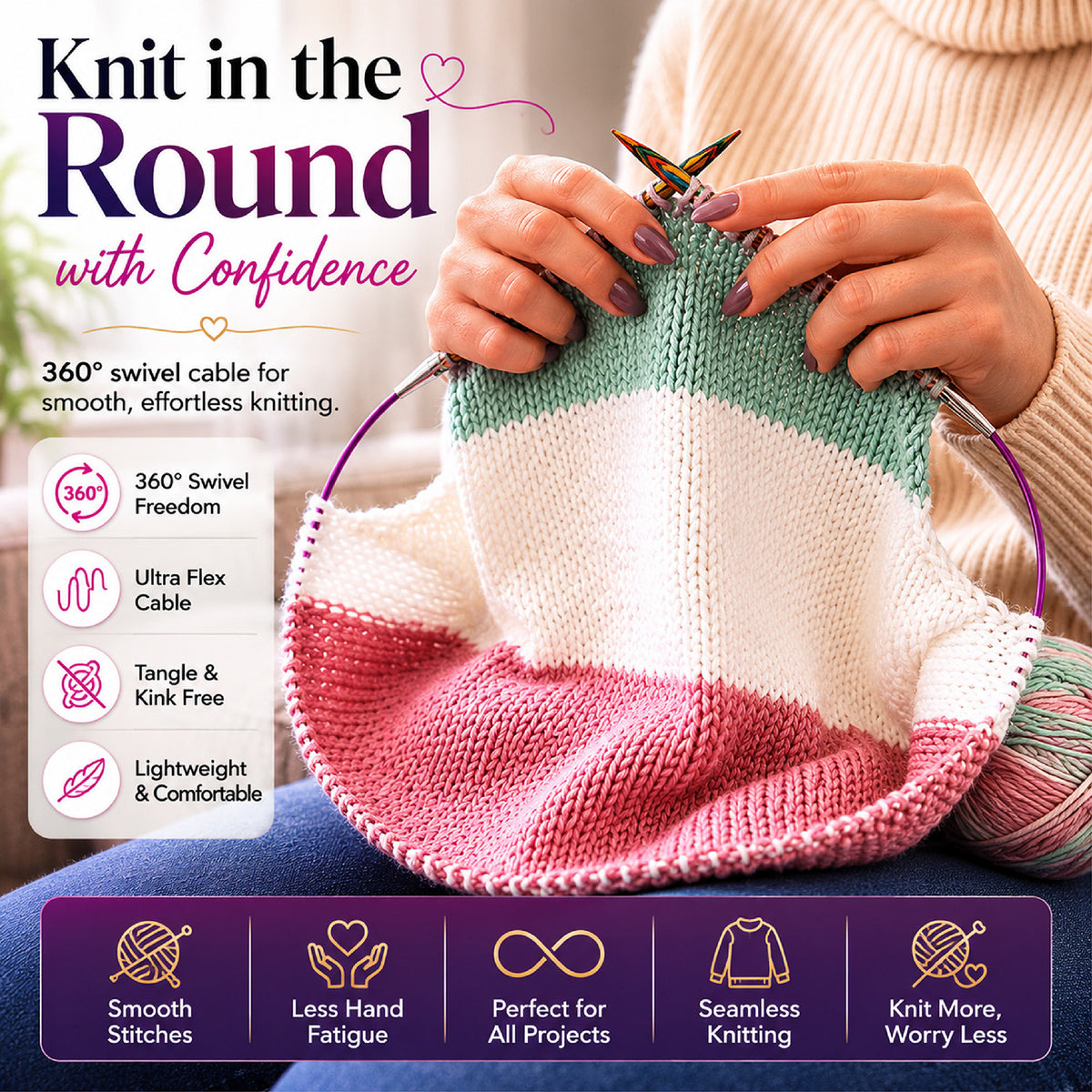 KnitPro Symfonie 2 Deluxe interchangeable needle set in printed fabric case