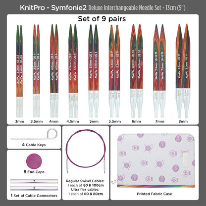 KnitPro Symfonie 2 Deluxe interchangeable needle set in printed fabric case