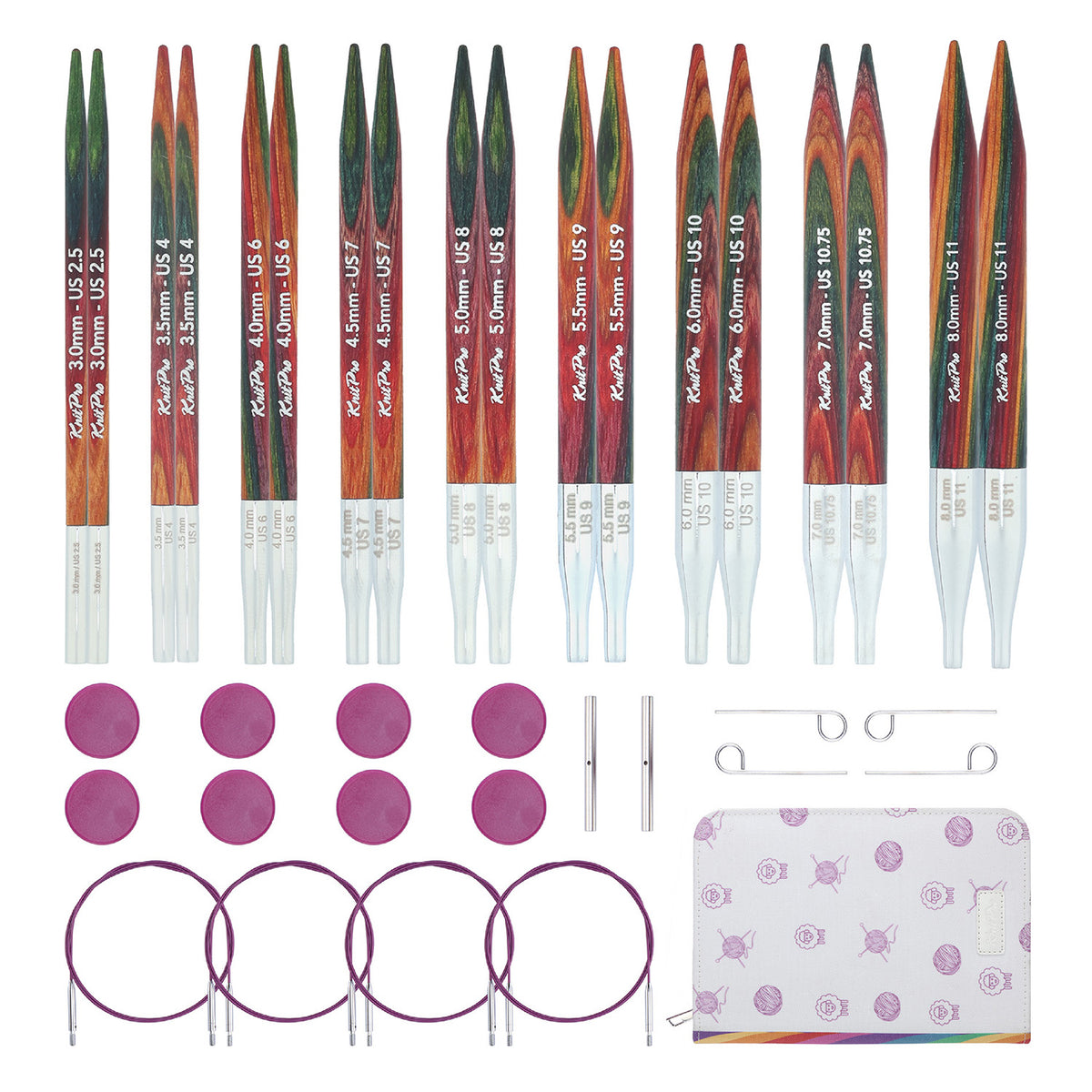 KnitPro Symfonie 2 Deluxe interchangeable needle set in printed fabric case