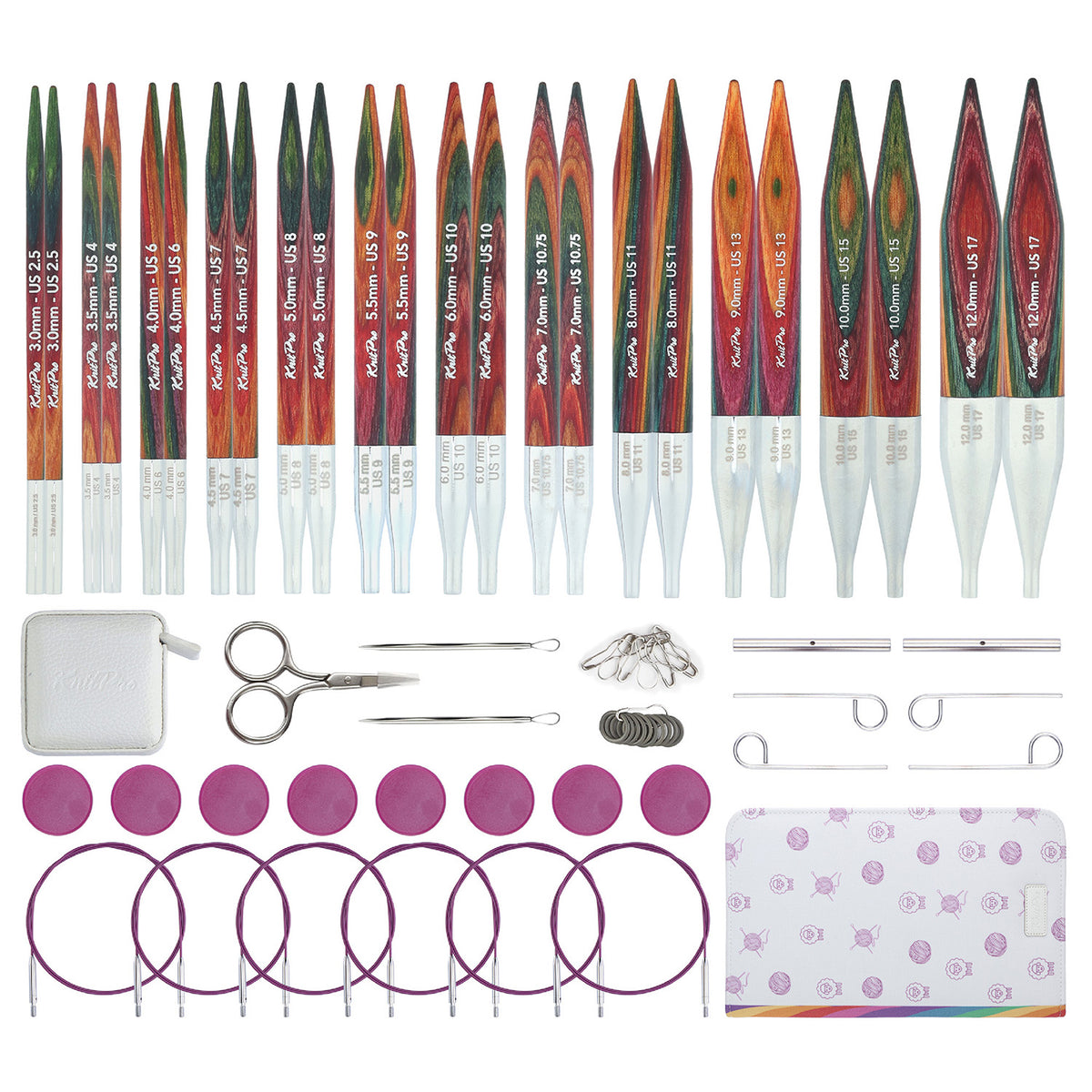 KnitPro Symfonie 2 Grande interchangeable needle set with accessories in fabric case