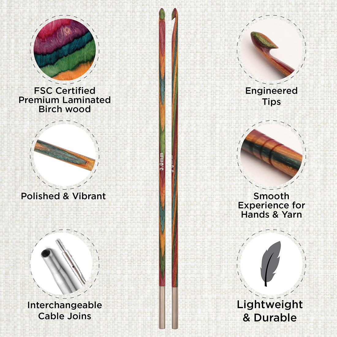 KnitPro Symfonie 2 interchangeable Tunisian crochet hook set in fabric case