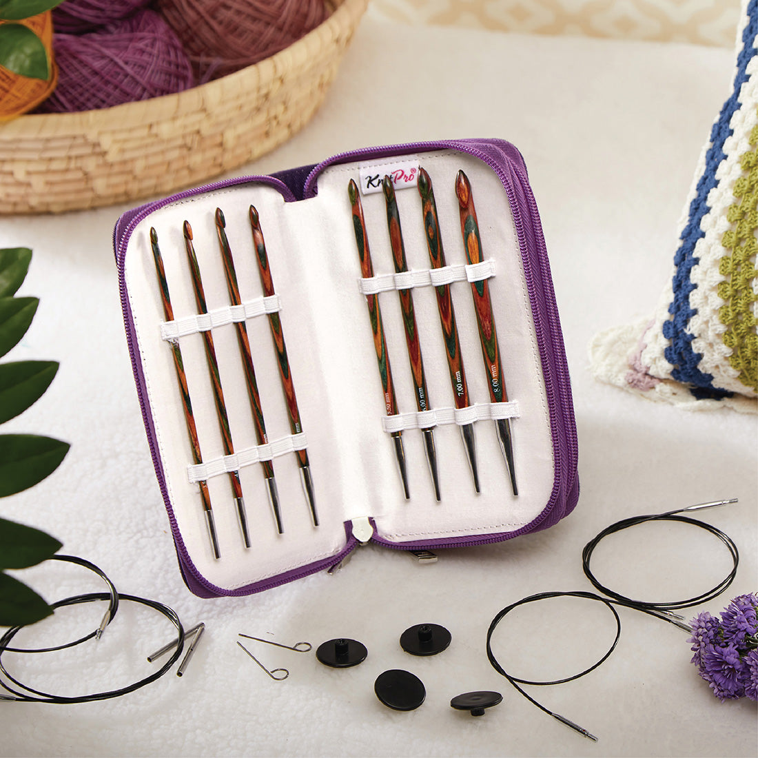 KnitPro Symfonie 2 interchangeable Tunisian crochet hook set in fabric case