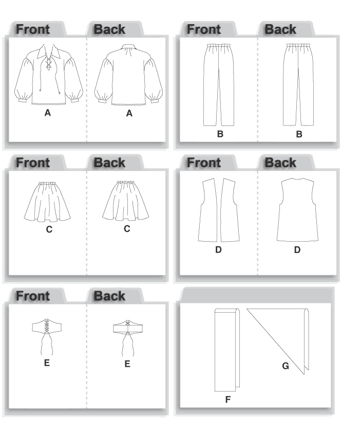 McCall's M4952 lace-up costume shirt sewing pattern envelope