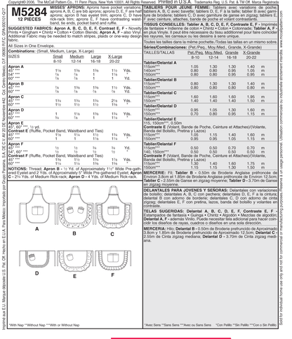 McCall's M5284 apron sewing pattern envelope
