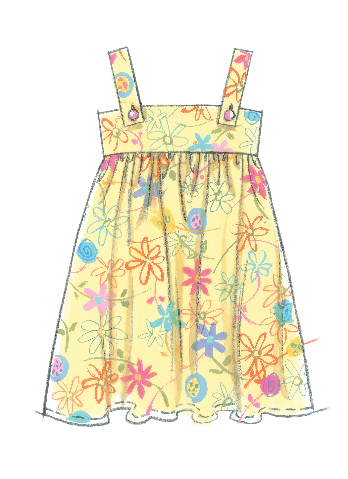McCall's M5613 pattern envelope showing girls' flared dresses