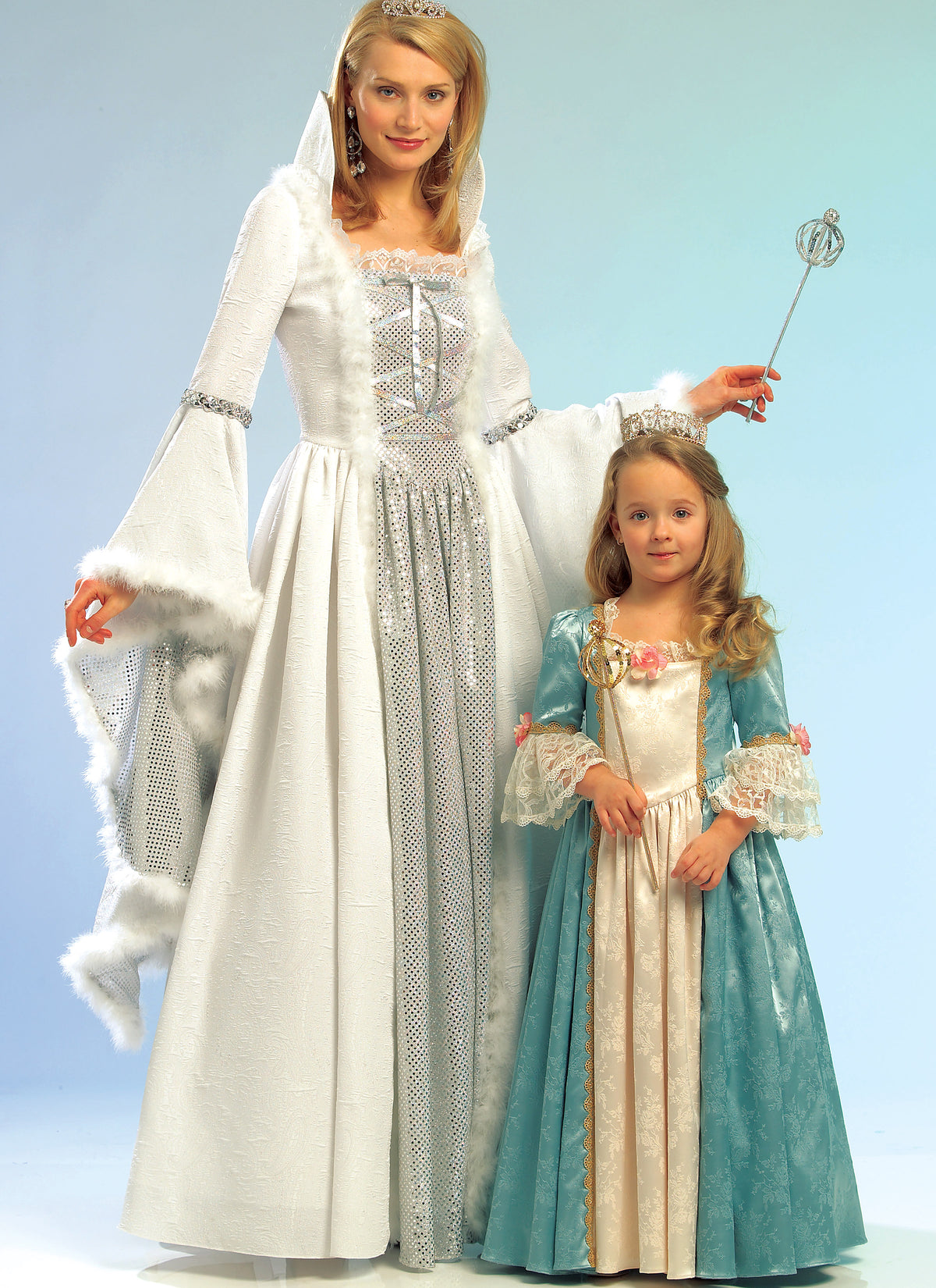 McCall's M5731 costume pattern envelope showing princess gowns for women and girls