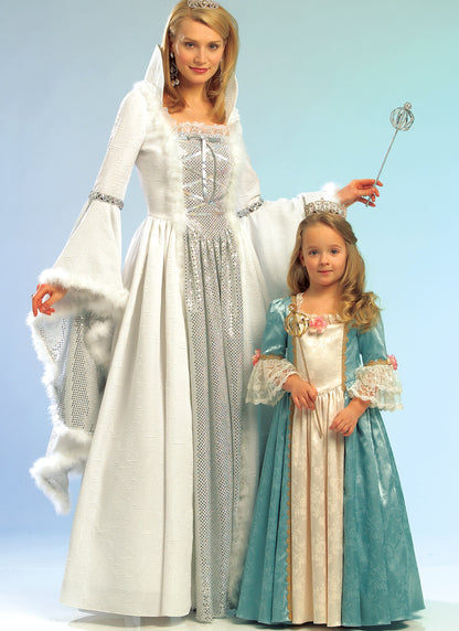 McCall's M5731 costume pattern envelope showing princess gowns for women and girls