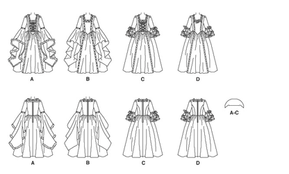 McCall's M5731 costume pattern envelope showing princess gowns for women and girls