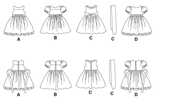 McCall's M5793 pattern envelope showing girls' party dresses