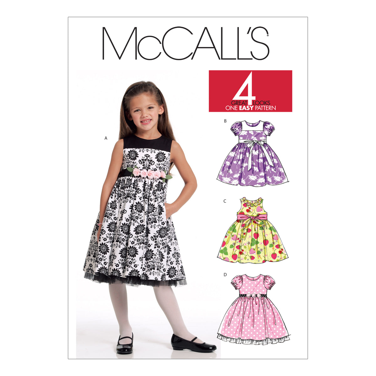 McCall's M5793 pattern envelope showing girls' party dresses