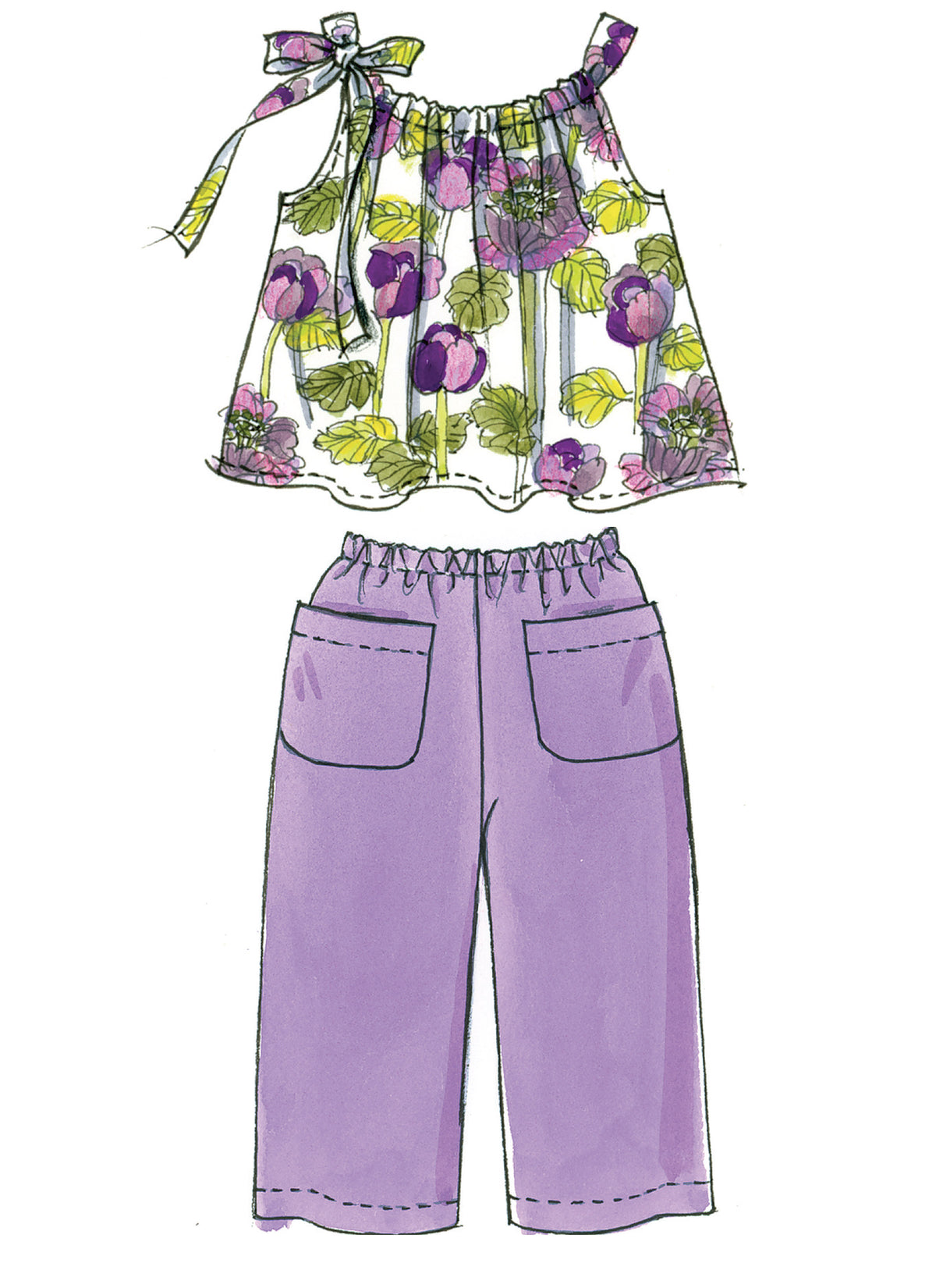 McCall's M5797 pattern envelope showing girls' A-line tops and dresses