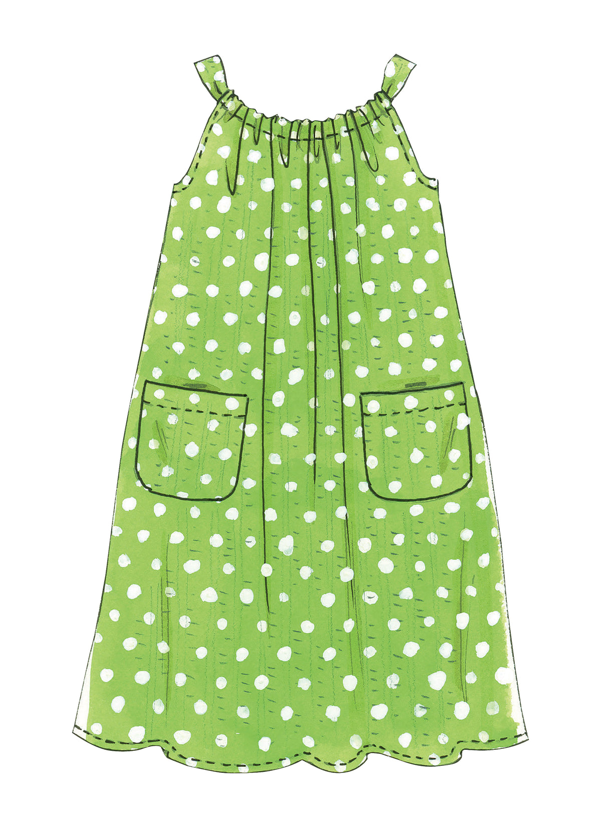 McCall's M5797 pattern envelope showing girls' A-line tops and dresses