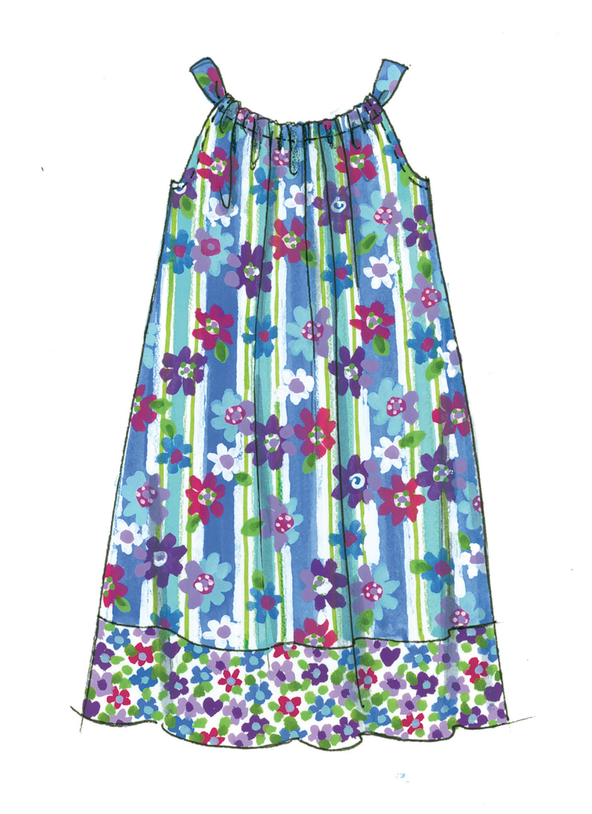 McCall's M5797 pattern envelope showing girls' A-line tops and dresses