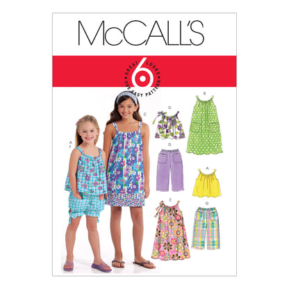 McCall's M5797 pattern envelope showing girls' A-line tops and dresses