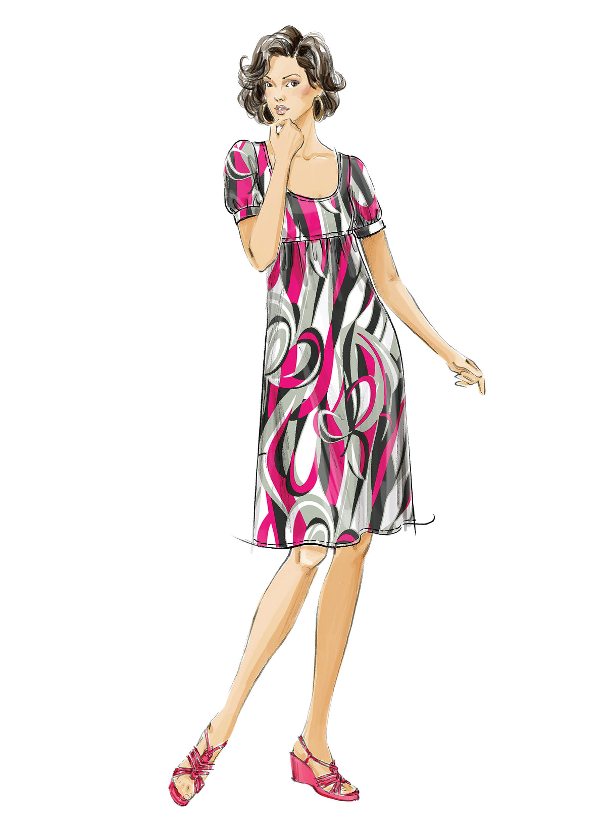 McCall's M5893 pattern envelope showing empire waist dresses