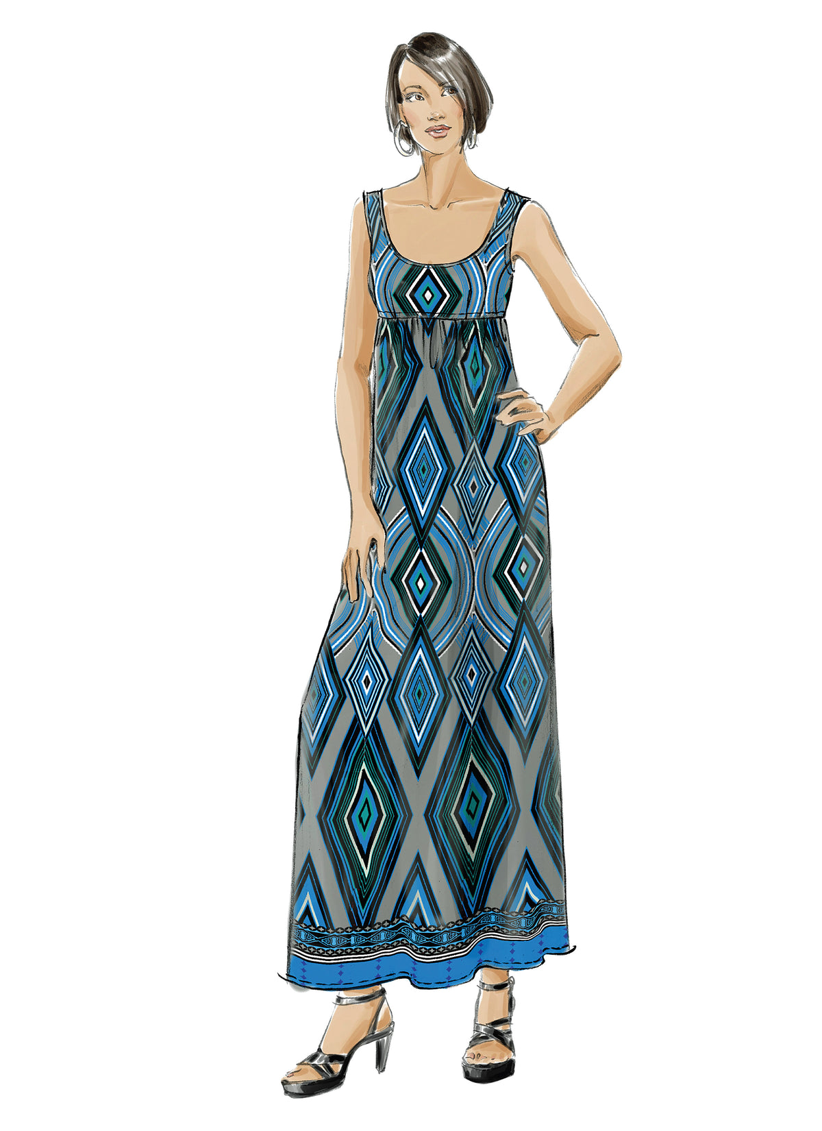 McCall's M5893 pattern envelope showing empire waist dresses