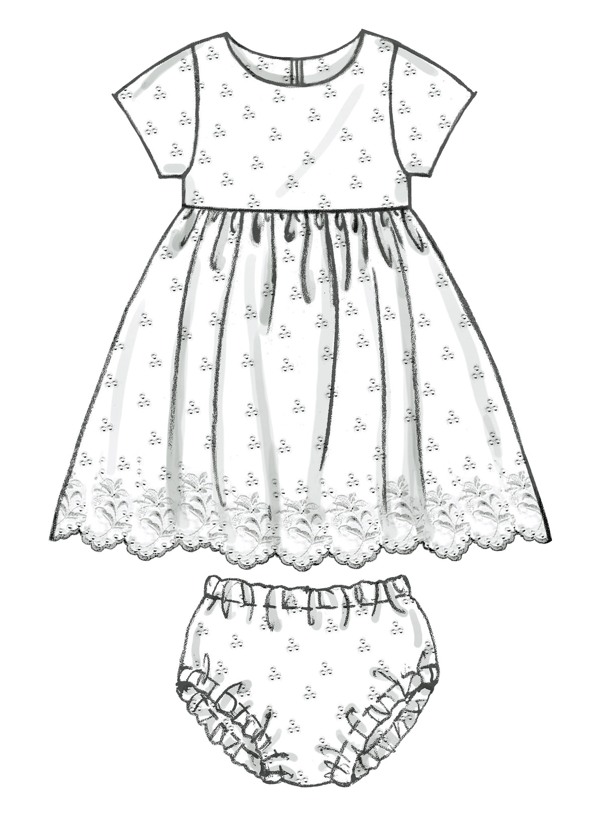 McCall's M6015 pattern envelope showing baby dresses