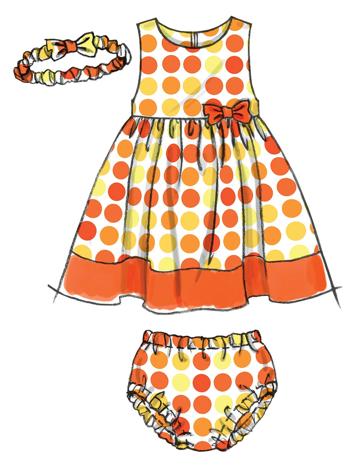 McCall's M6015 pattern envelope showing baby dresses