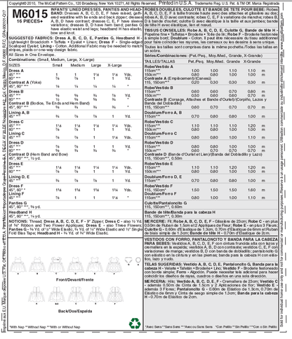 McCall's M6015 pattern envelope showing baby dresses