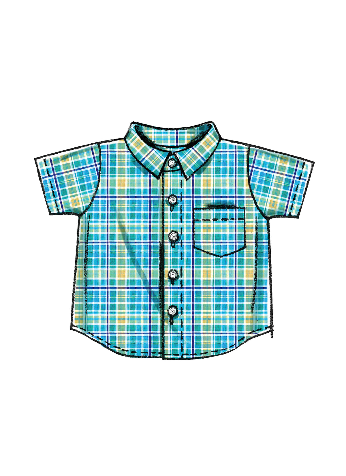 McCall's M6016 pattern envelope showing baby shirts