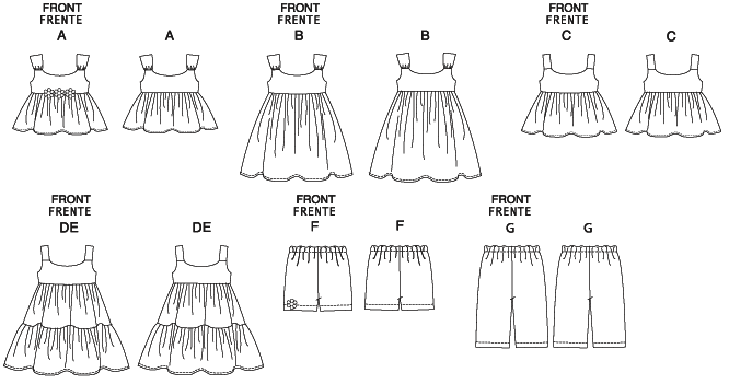 McCall's M6017 pattern envelope showing toddler tops and dresses