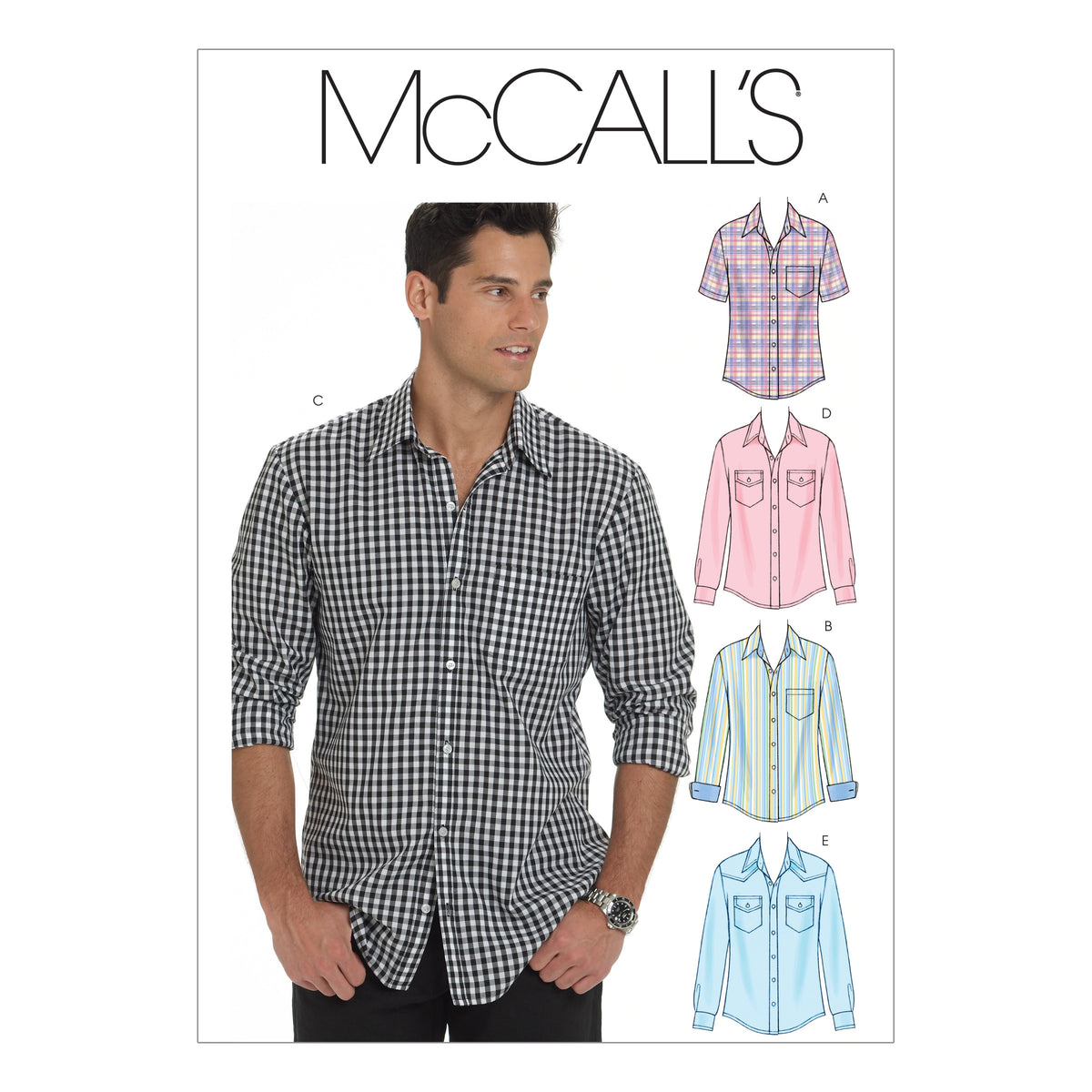 McCall's M6044 pattern envelope showing men's shirts