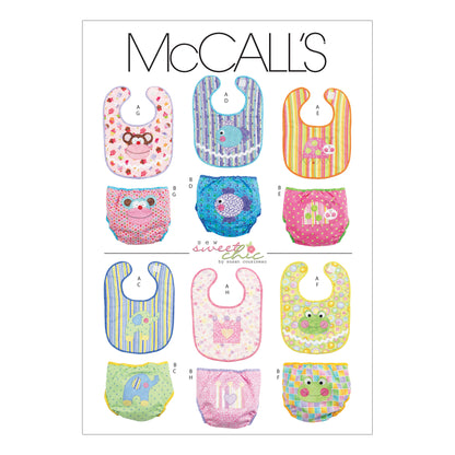 McCall's M6108 pattern envelope showing baby bibs and nappy covers