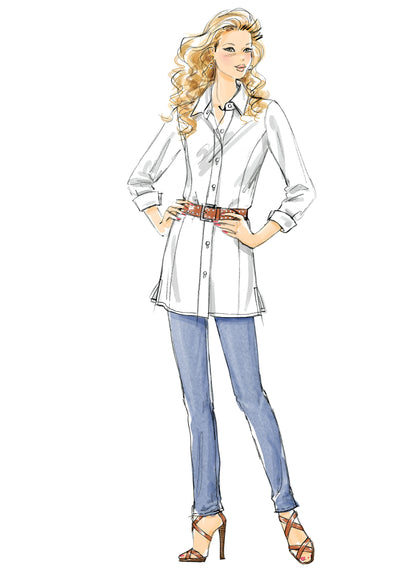 McCall's M6124 pattern envelope showing women's shirts