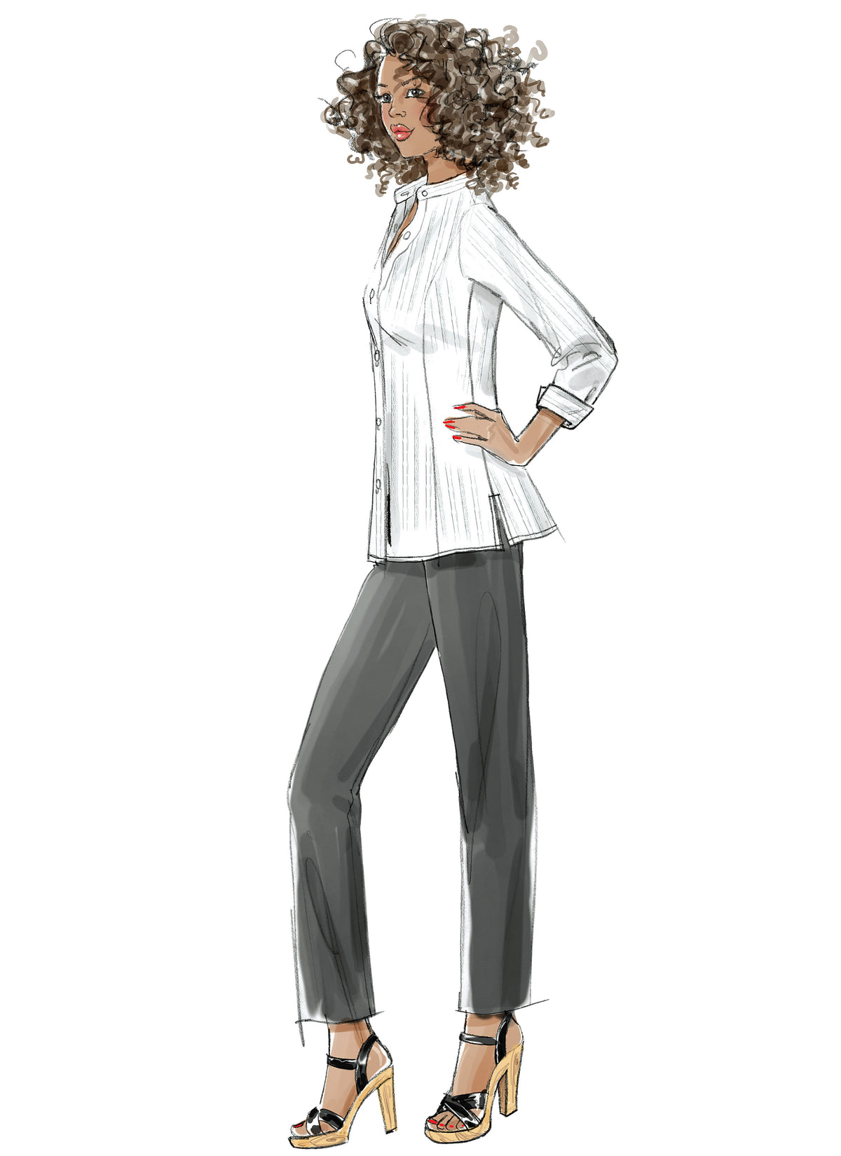 McCall's M6124 pattern envelope showing women's shirts
