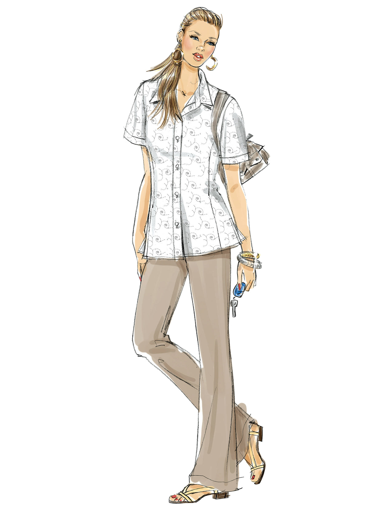McCall's M6124 pattern envelope showing women's shirts