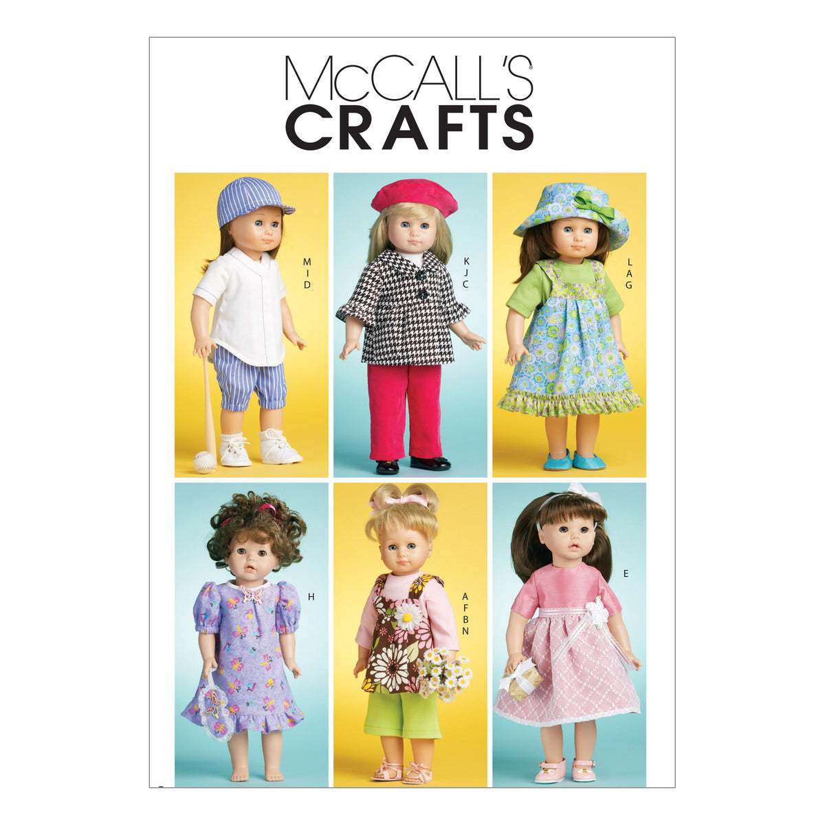 McCall's M6137 pattern envelope showing doll clothes