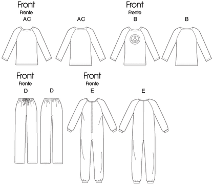 McCall's M6251 pattern envelope showing unisex sleepwear