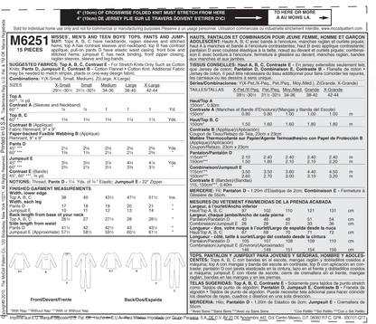 McCall's M6251 pattern envelope showing unisex sleepwear